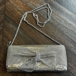 Vintage Gunne Sax Silver Bow Purse Handbag Clutch